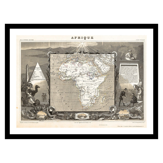 Antique map of Africa from 1847 - art print. Vintage poster from the old maps of Africa collection