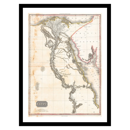 Antique map of Egypt from 1818 - art print. Vintage poster from the old maps of Africa collection