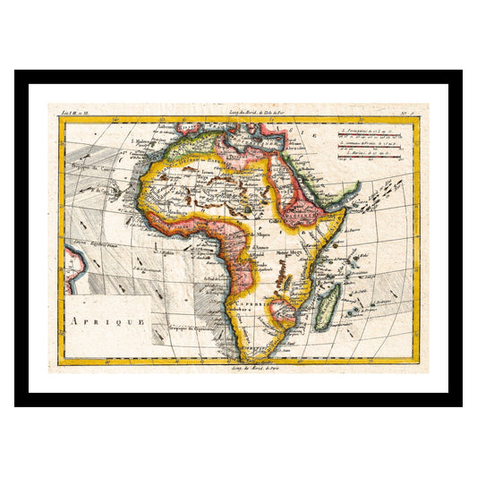 Antique map of Africa from 1780 - art print. Vintage poster from the old maps of Africa collection