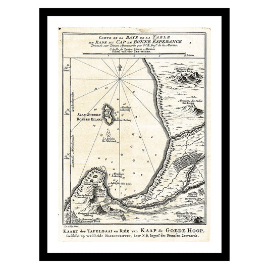 Antique map of Cape of Good Hope from 1773 - art print. Vintage poster from the old maps of Africa collection