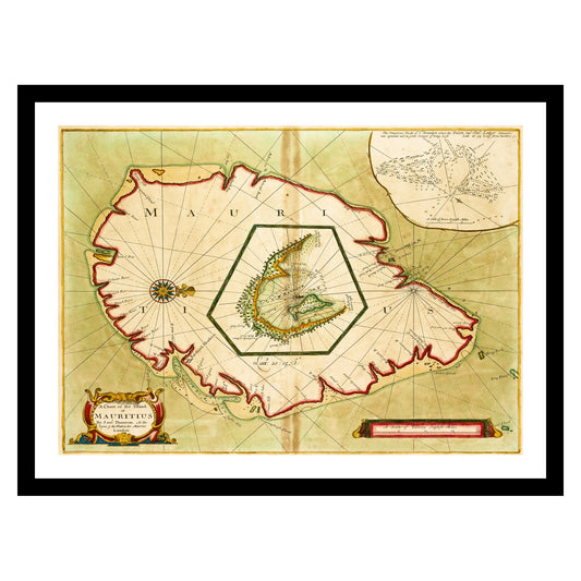 Antique map of Mauritius from 1702 - art print. Vintage poster from the old maps of Africa collection