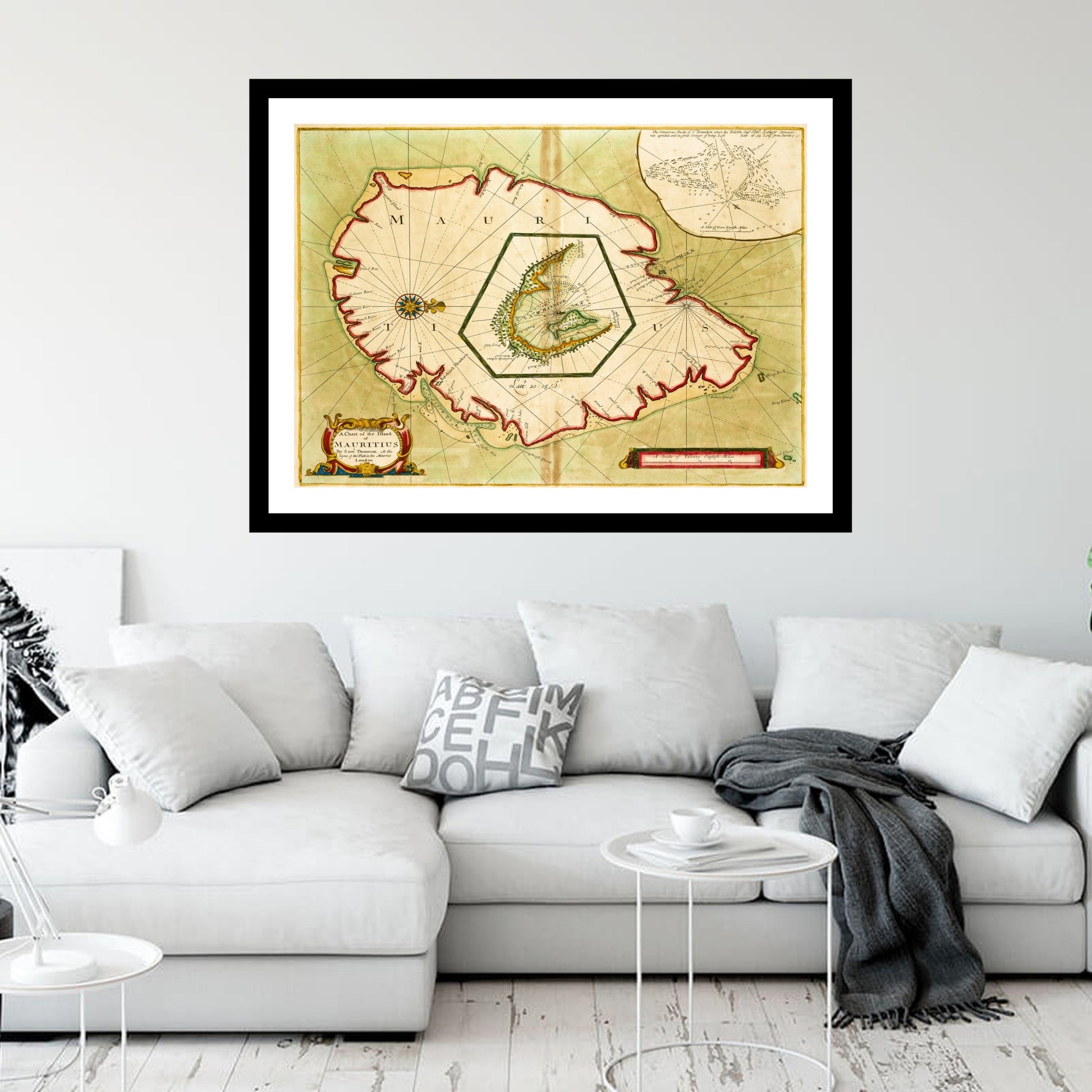 Antique map of Mauritius from 1702 - art print. Vintage poster from the old maps of Africa collection