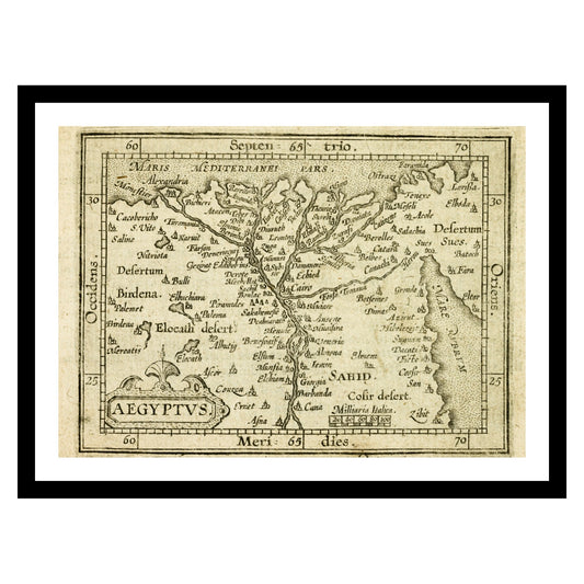 Antique map of Cairo Egypt from 1603 - art print. Vintage poster from the old maps of Africa collection