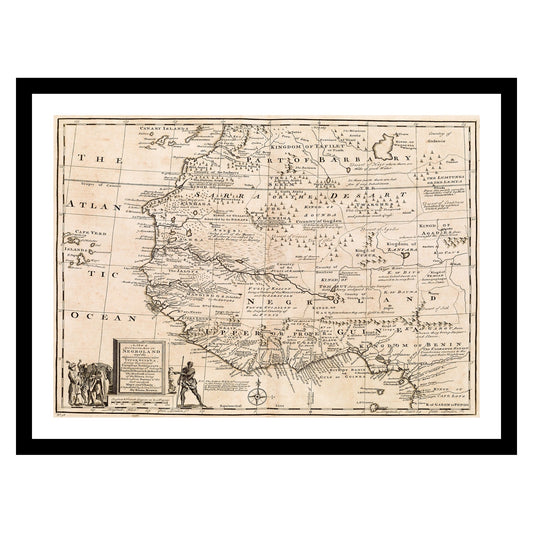 Antique map of West Africa from 1747 - art print. Vintage poster from the old maps of Africa collection