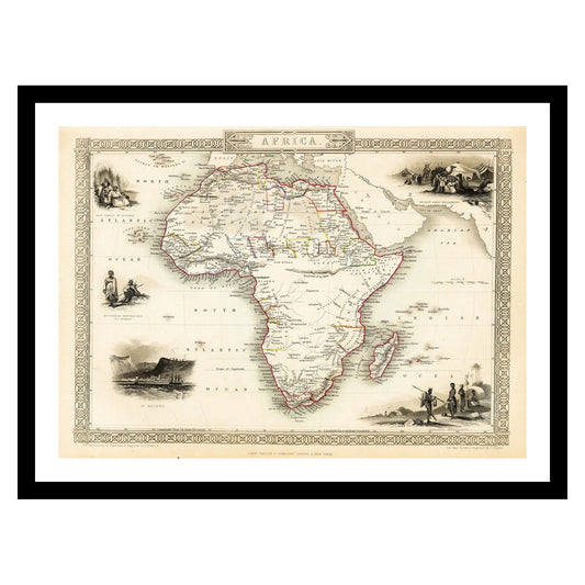 Antique map of Africa from 1851 - art print. Vintage poster from the old maps of Africa collection