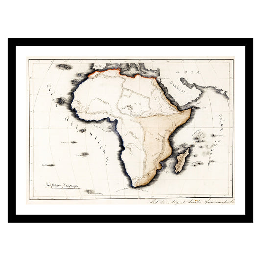 Antique map of Africa from 1844 - art print. Vintage poster from the old maps of Africa collection