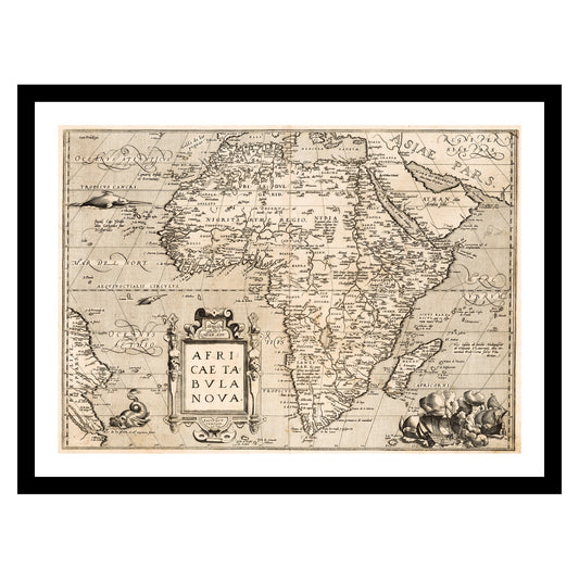 Antique map of Africa from 1570 - art print. Vintage poster from the old maps of Africa collection