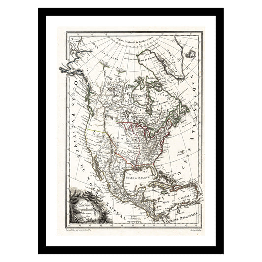 Antique map of North America from 1809 - art print. Vintage poster from the old maps of Americas collection