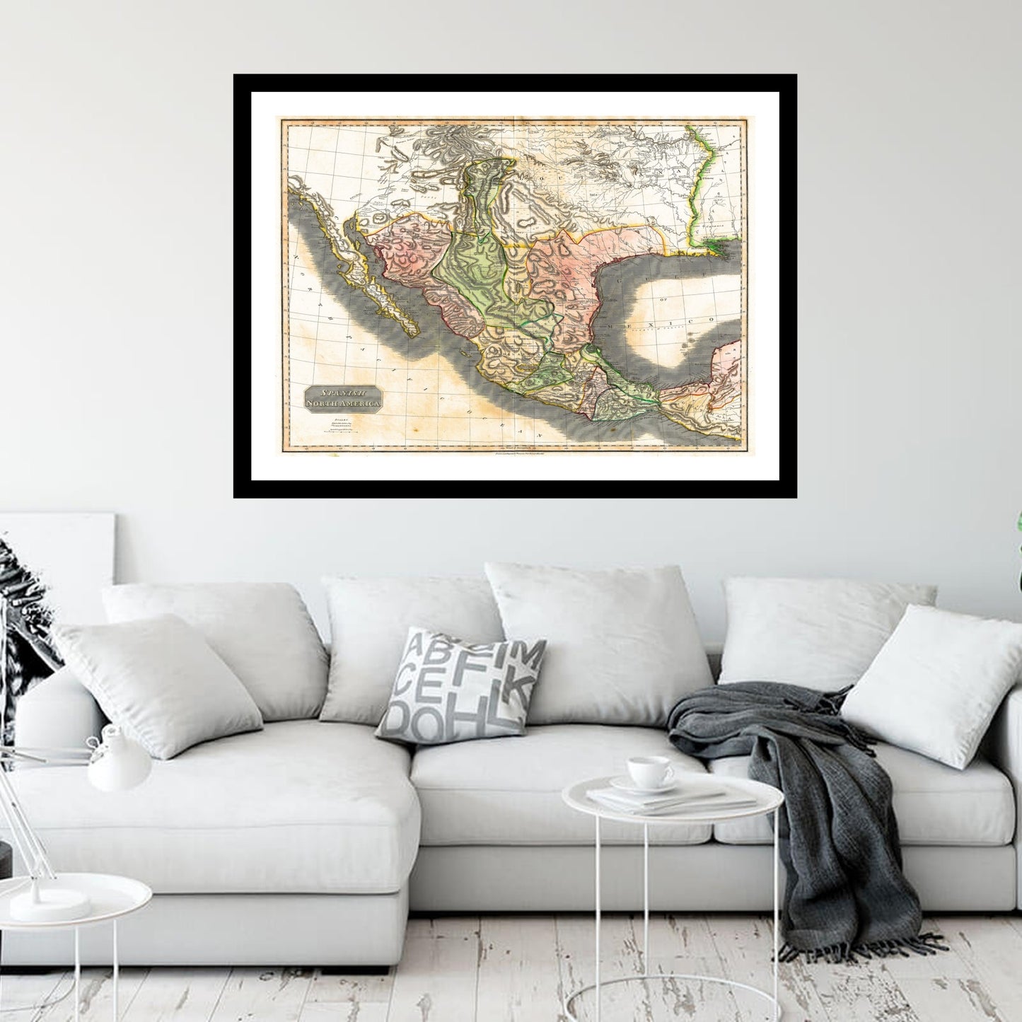 Antique map of Mexico from 1814 - art print. Vintage poster from the old maps of Mexico collection