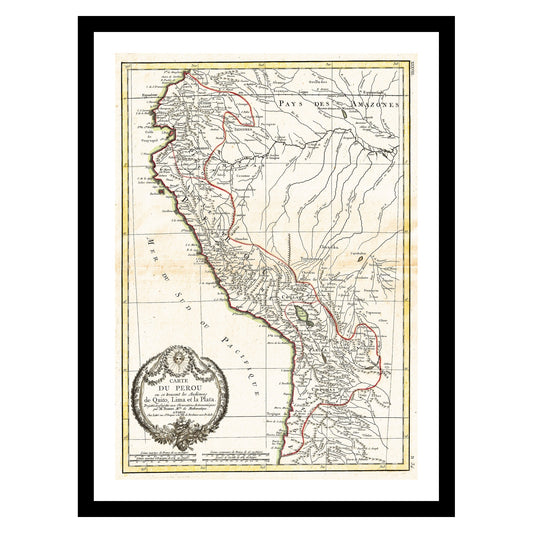 Antique map of Peru from 1775 - art print. Vintage poster from the old maps of Americas collection