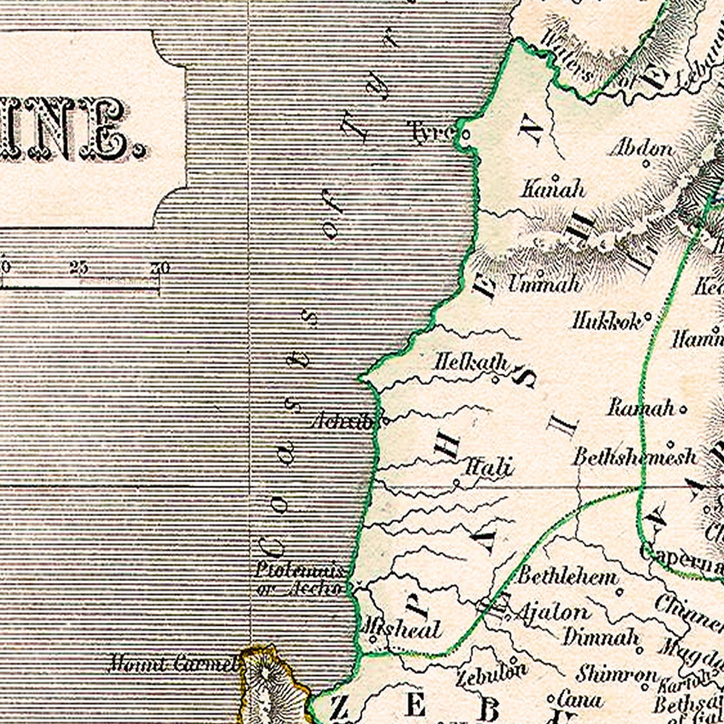 Palestine Israel 1845 - Old Antique Map - Art Print