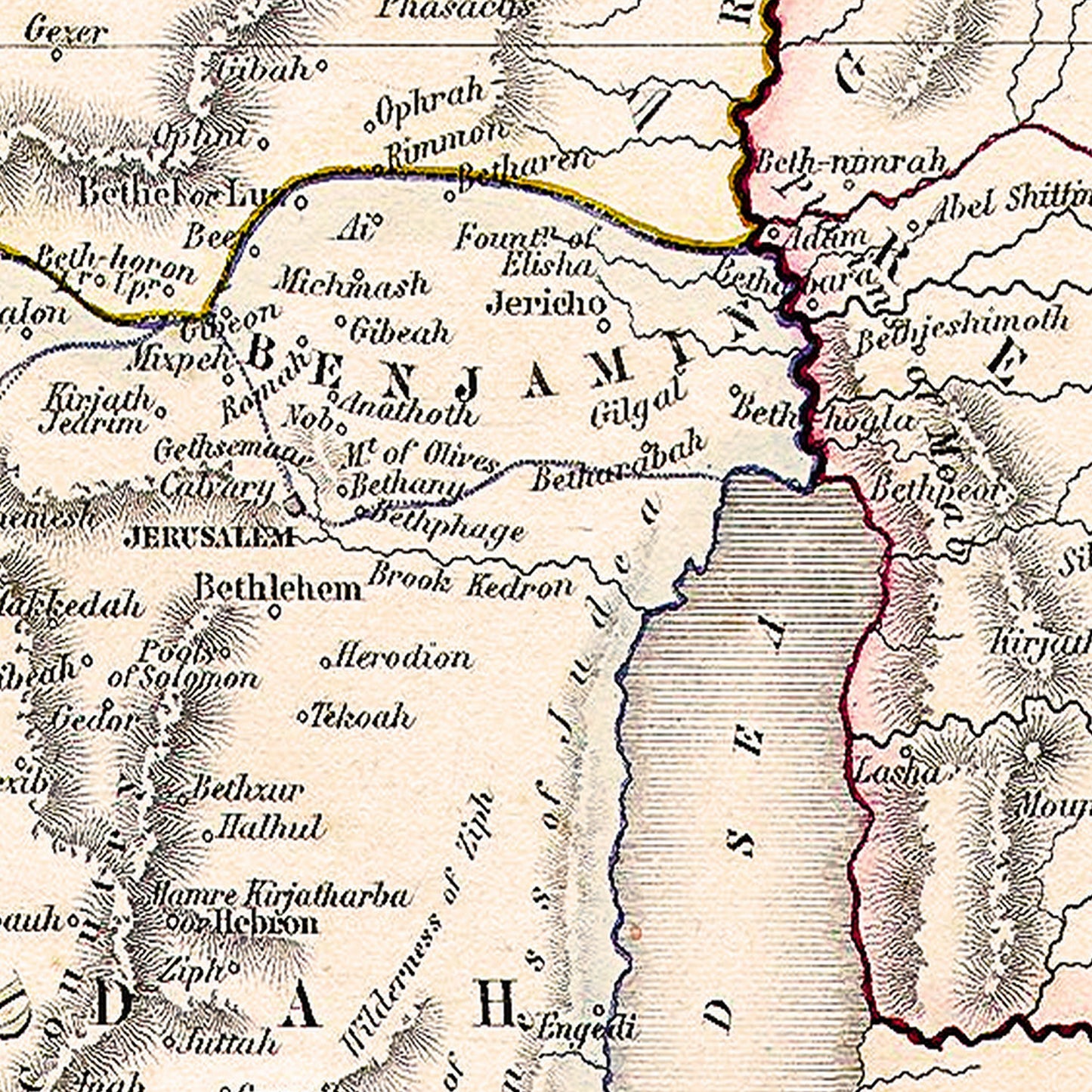 Palestine Israel 1845 - Old Antique Map - Art Print