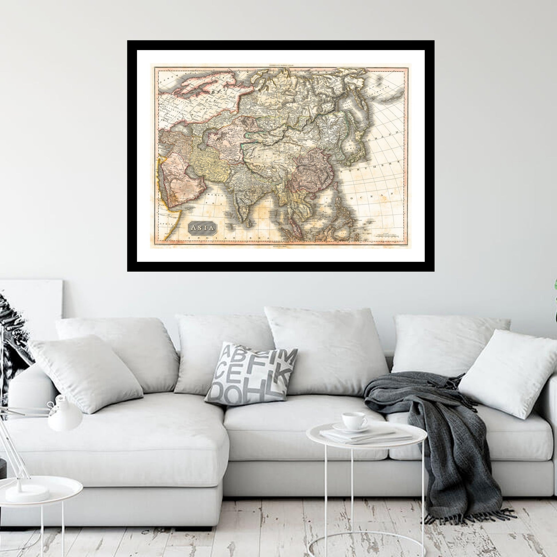 Antique map of Asia from 1818 - art print. Vintage poster from the old maps of Asia collection