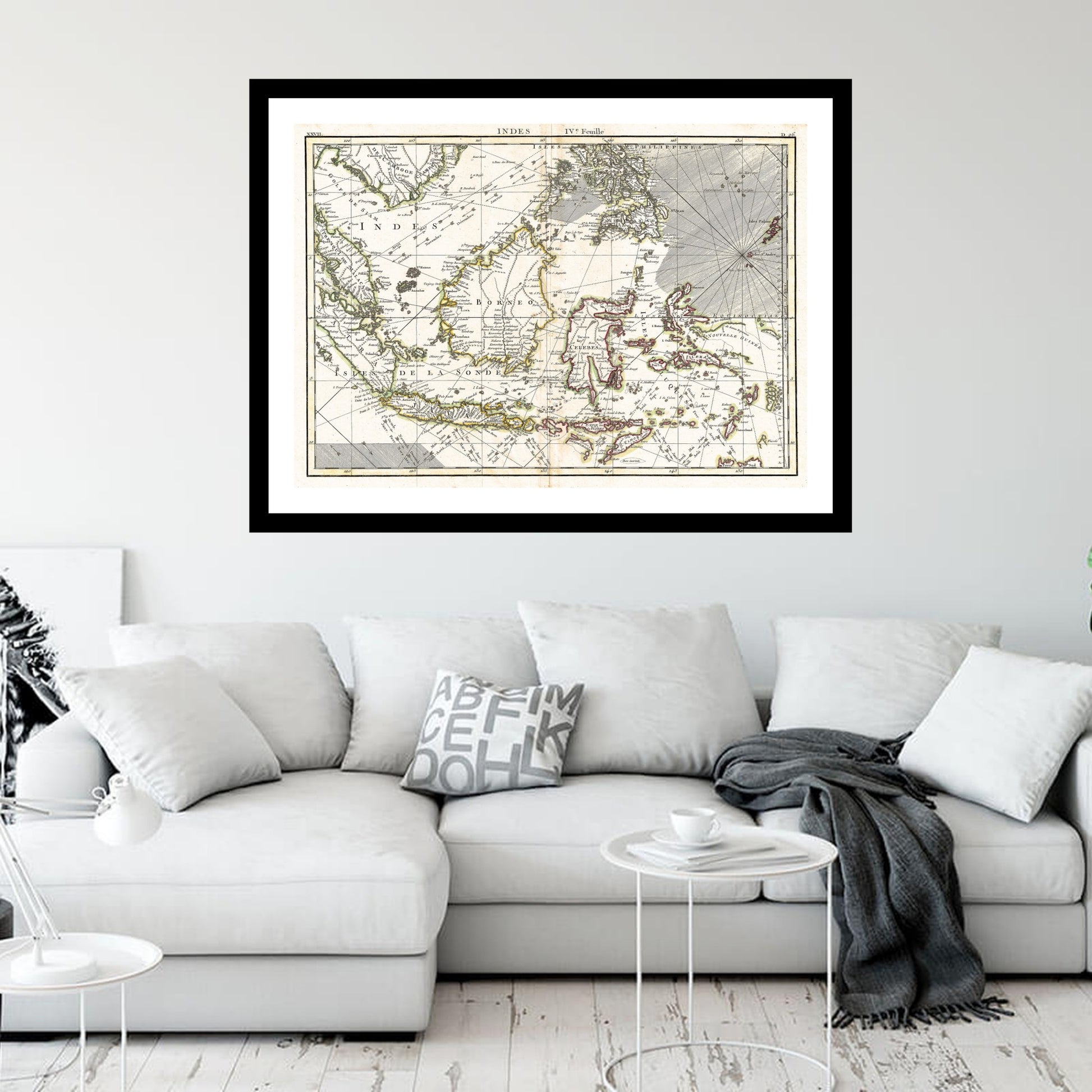 Antique map of Java Sumatra Borneo Indonesia from 1770 - art print. Vintage poster from the old maps of Asia collection