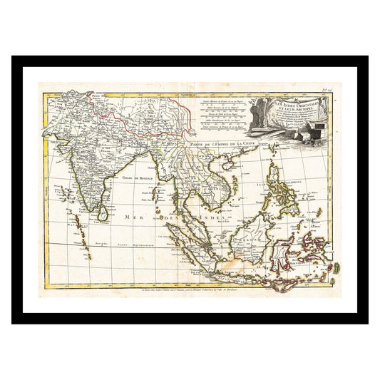 Antique map of India East Indies from 1770 - art print. Vintage poster from the old maps of Asia collection