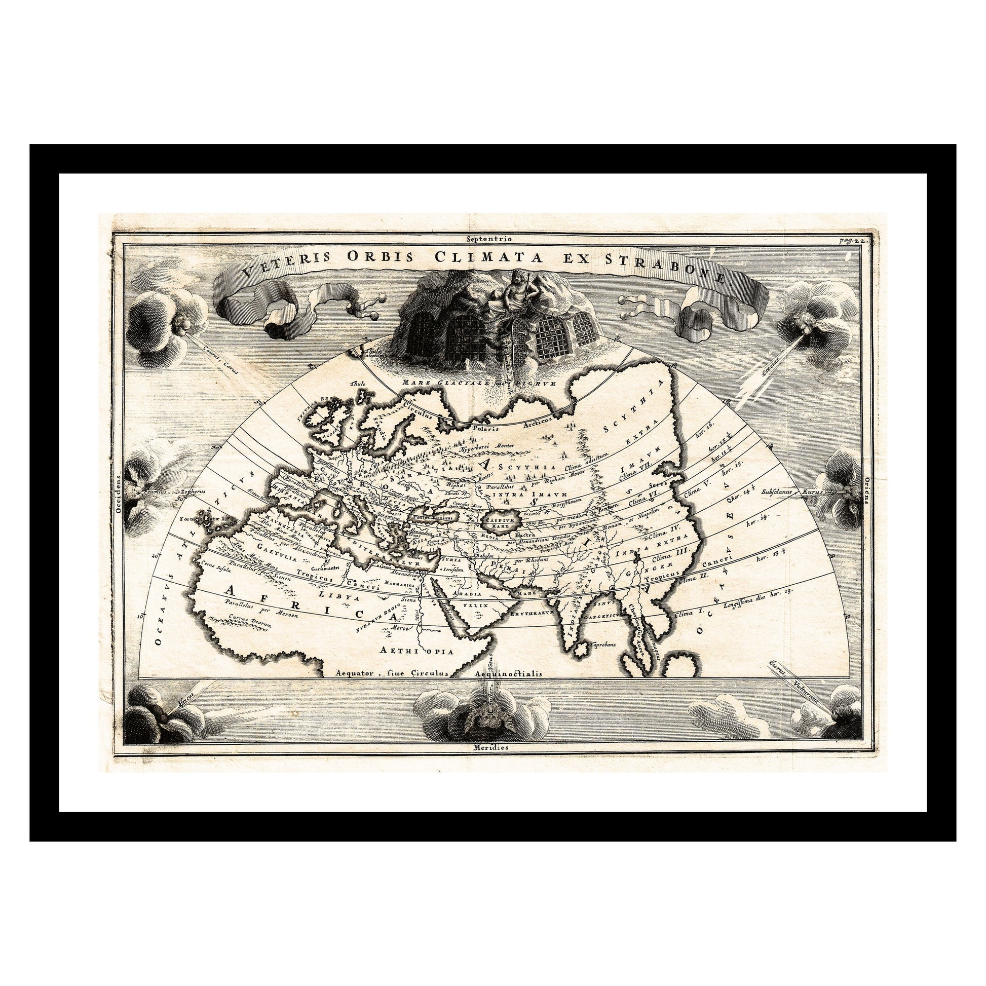 Antique map of Asia Europe from 1700 - art print. Vintage poster from the old maps of Asia collection