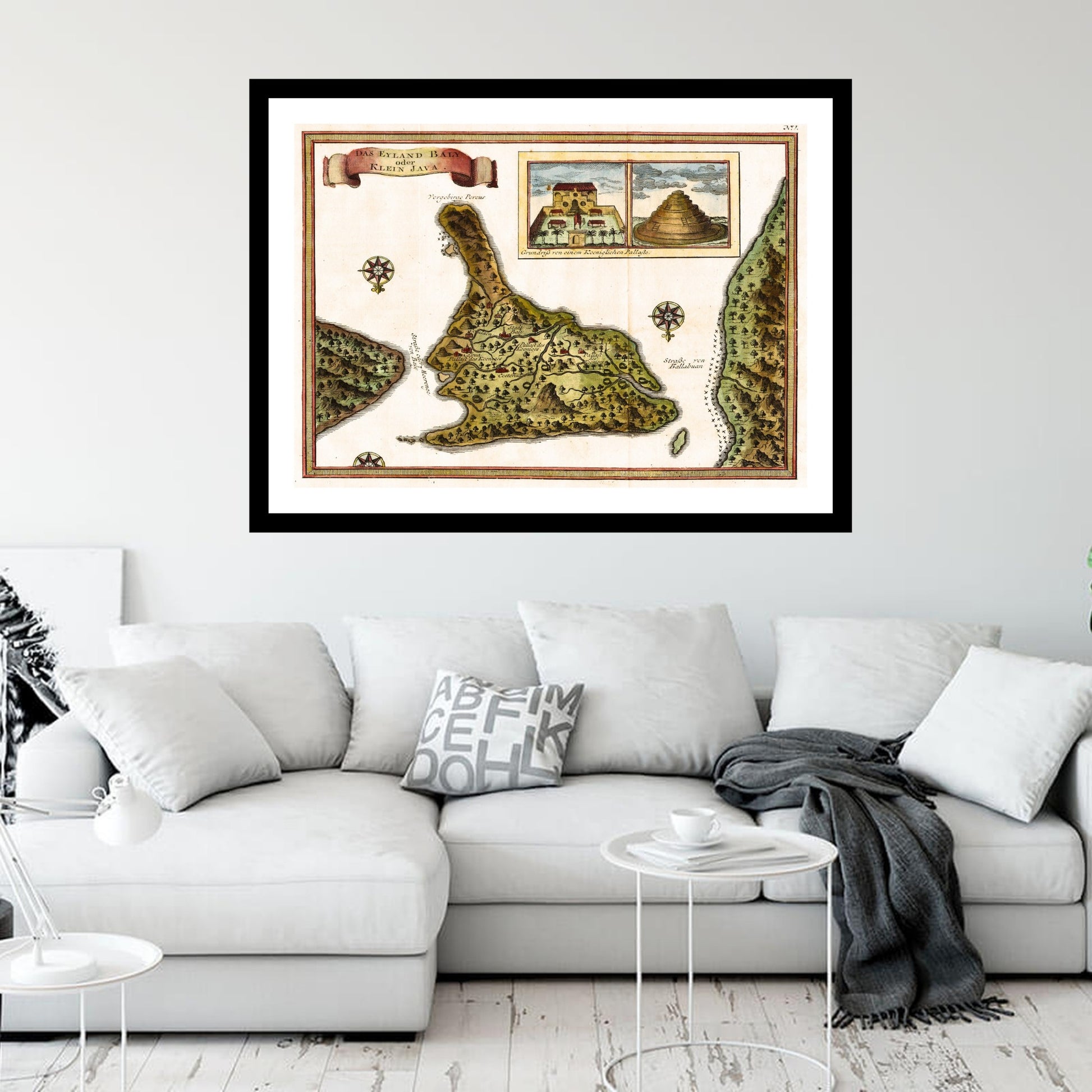 Antique map of Bali Indonesia from 1760 - art print. Vintage poster from the old maps of Asia collection