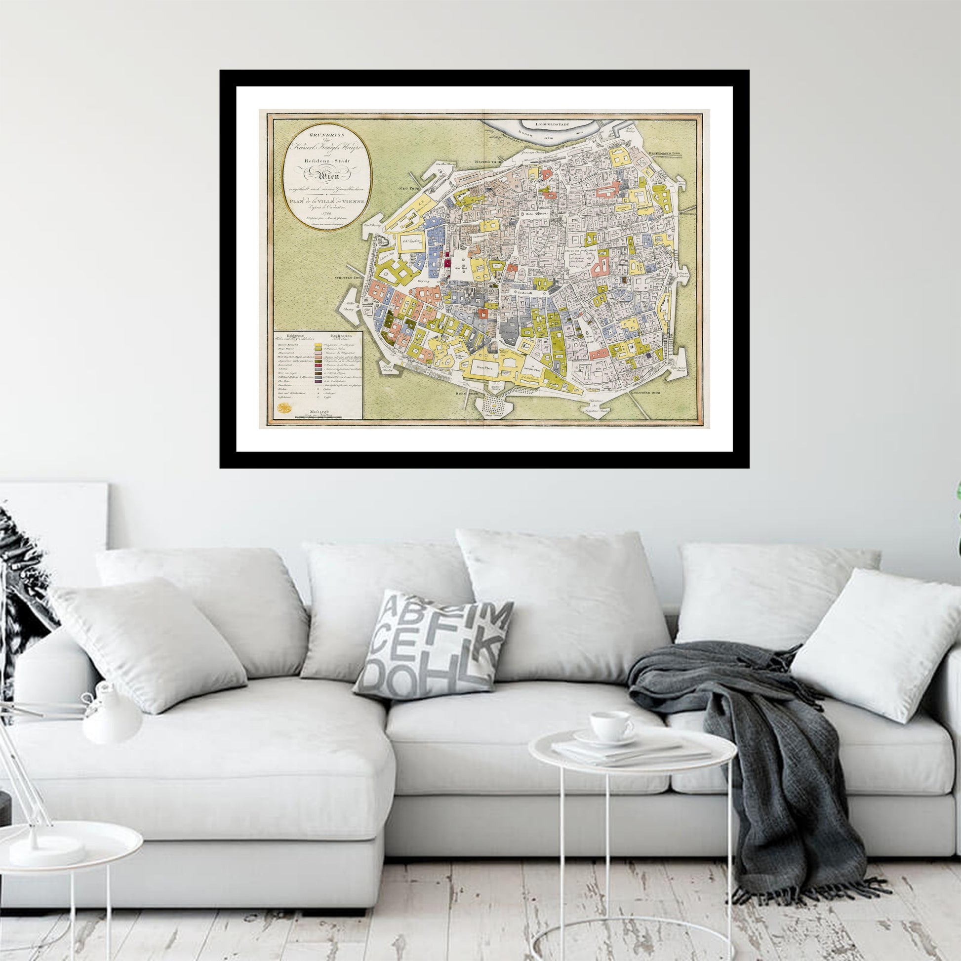 Antique map of Vienna from 1799 - art print. Vintage poster from the old maps of Austria collection