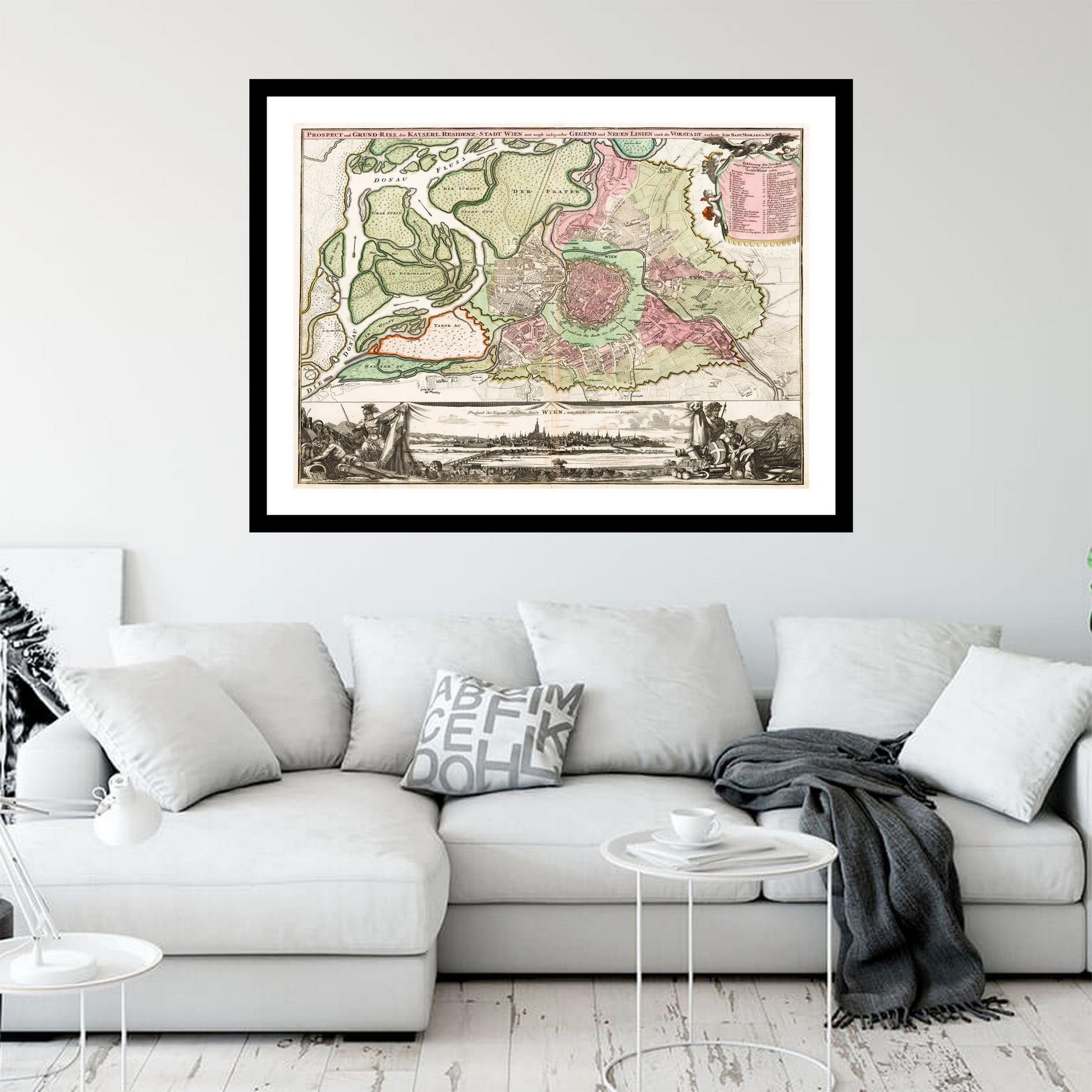 Antique map of Vienna from 1716 - art print. Vintage poster from the old maps of Austria collection