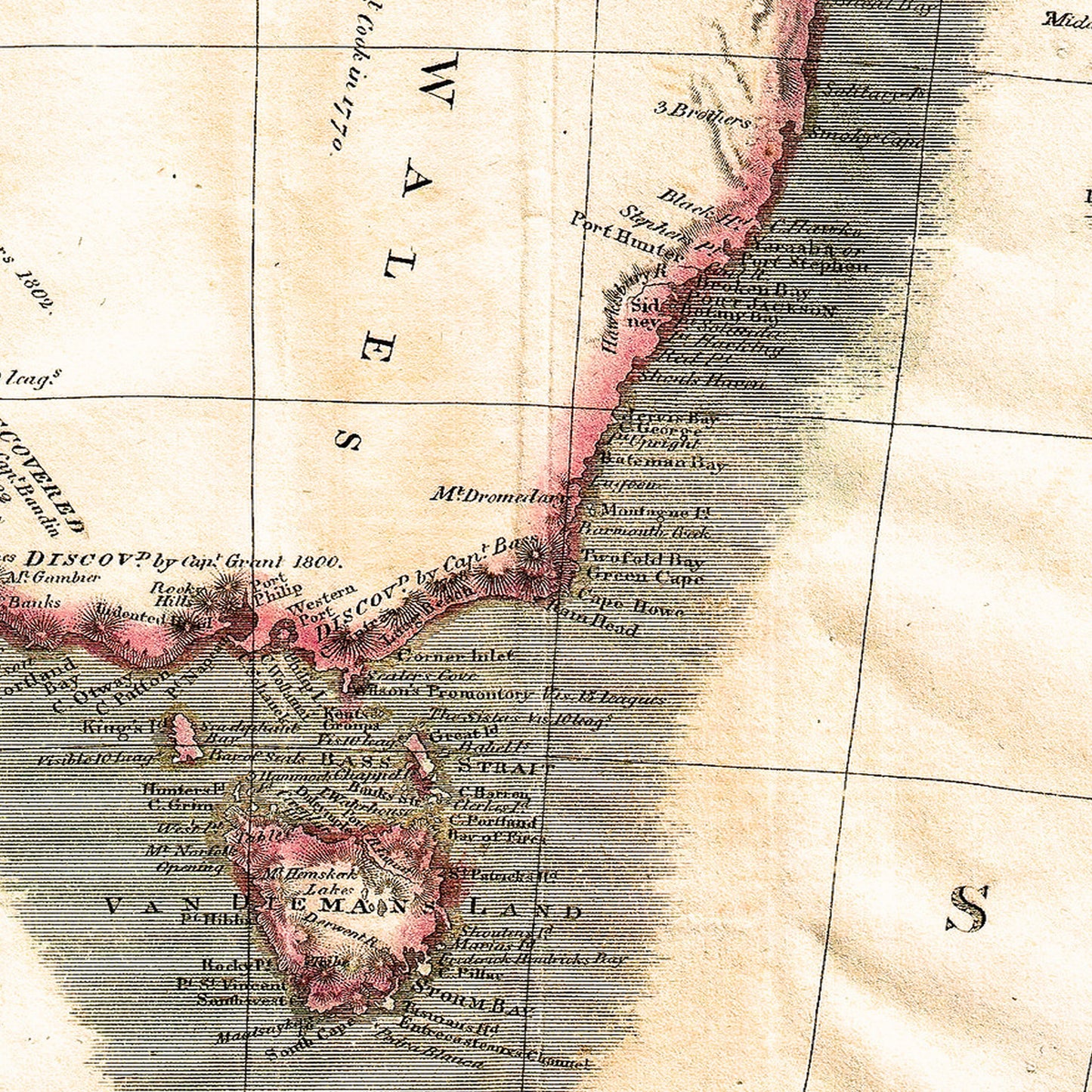 Australia New Zealand 1814 - Old Antique Map - Art Print