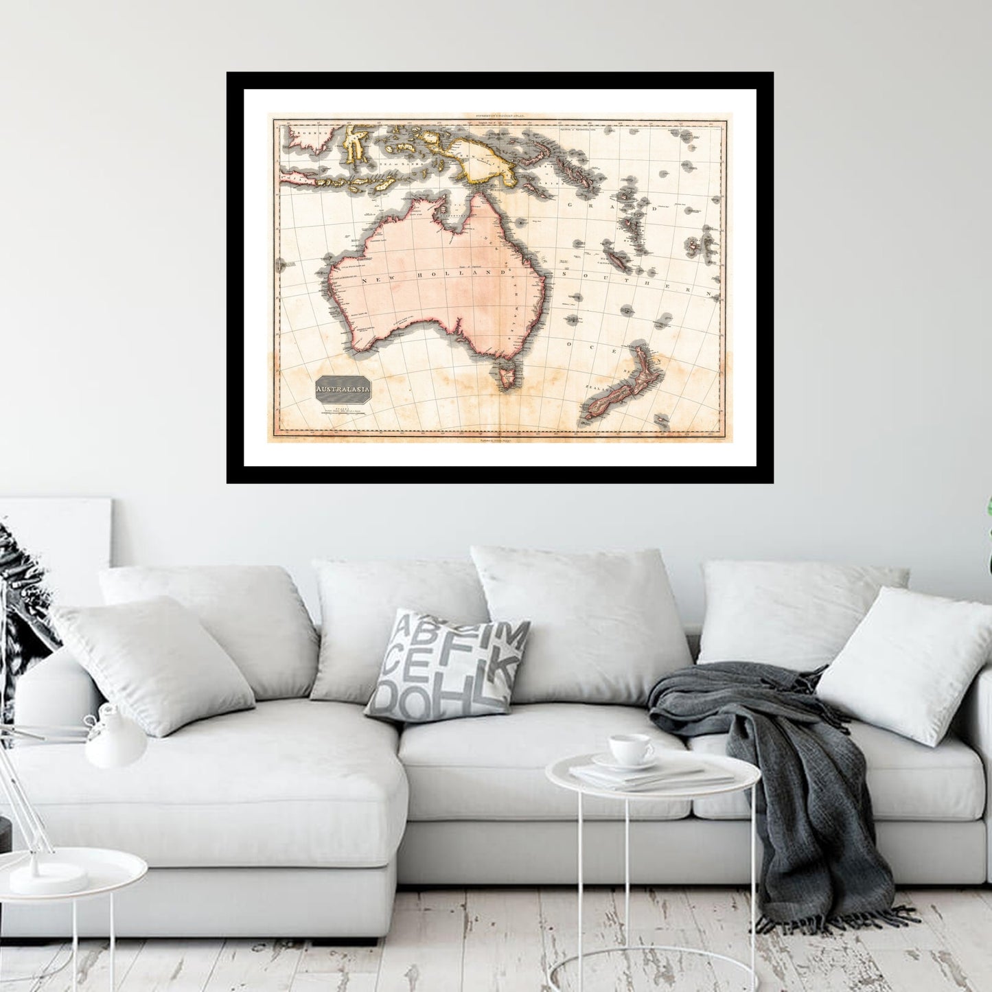 Antique map of Australia New Zealand from 1818 - art print. Vintage poster from the old maps of Australia collection