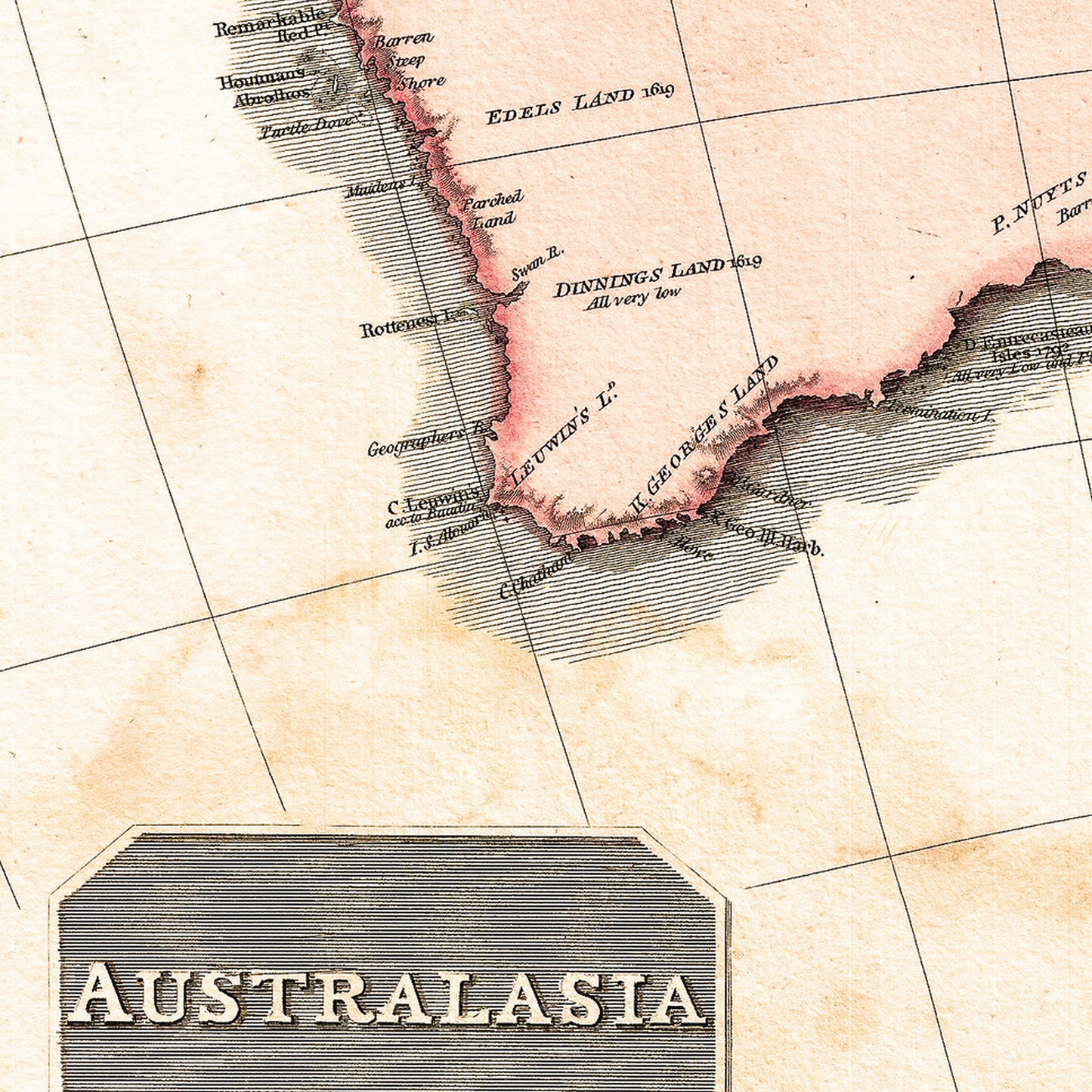 Australia New Zealand 1818 - Old Antique Map - Art Print