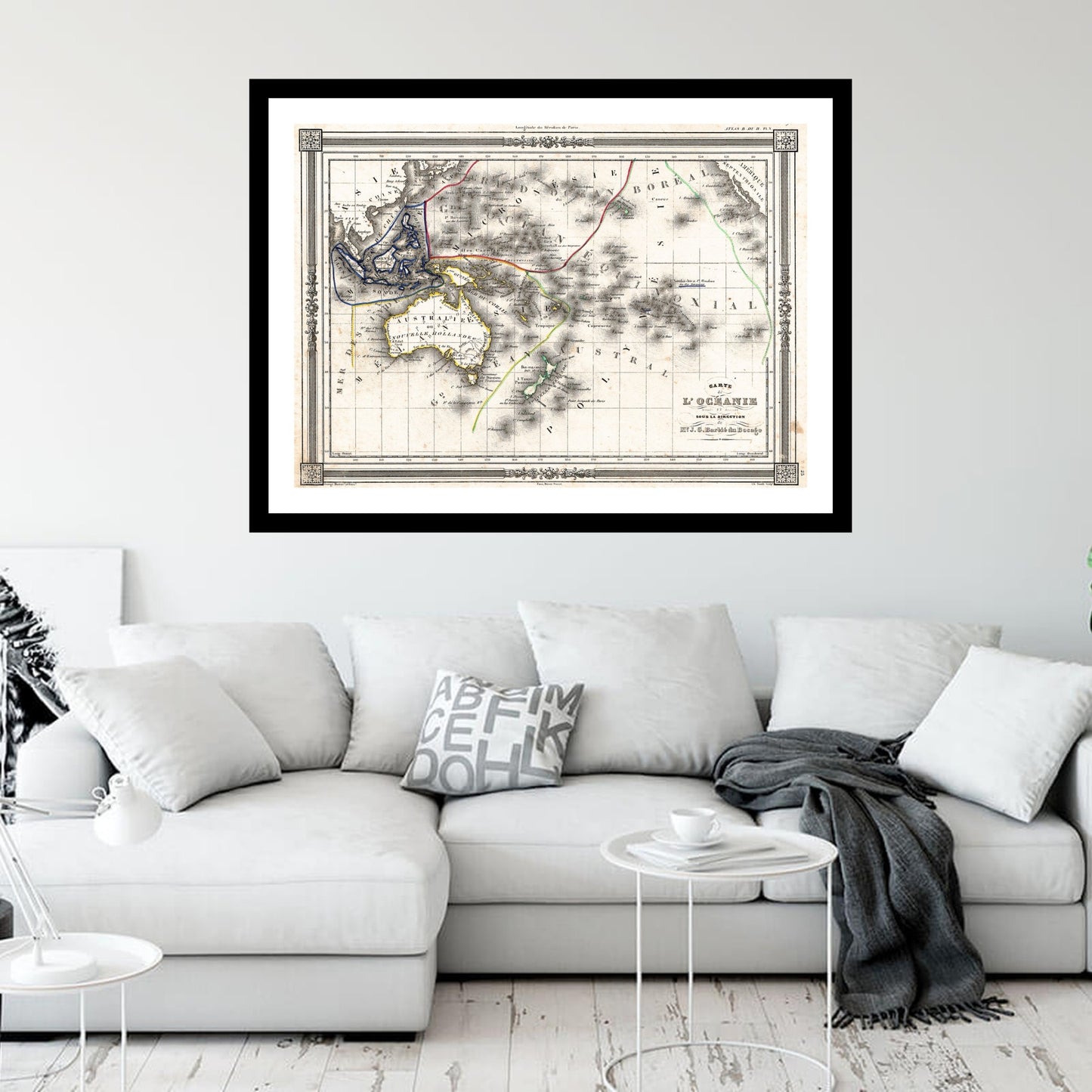 Antique map of Australia Polynesia from 1852 - art print. Vintage poster from the old maps of Australia collection