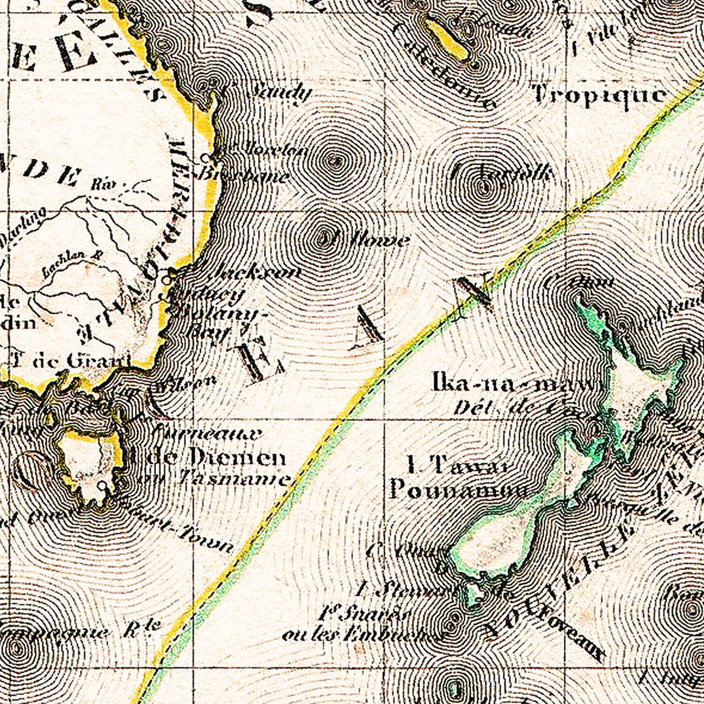 Australia Polynesia 1852 - Old Antique Map - Art Print