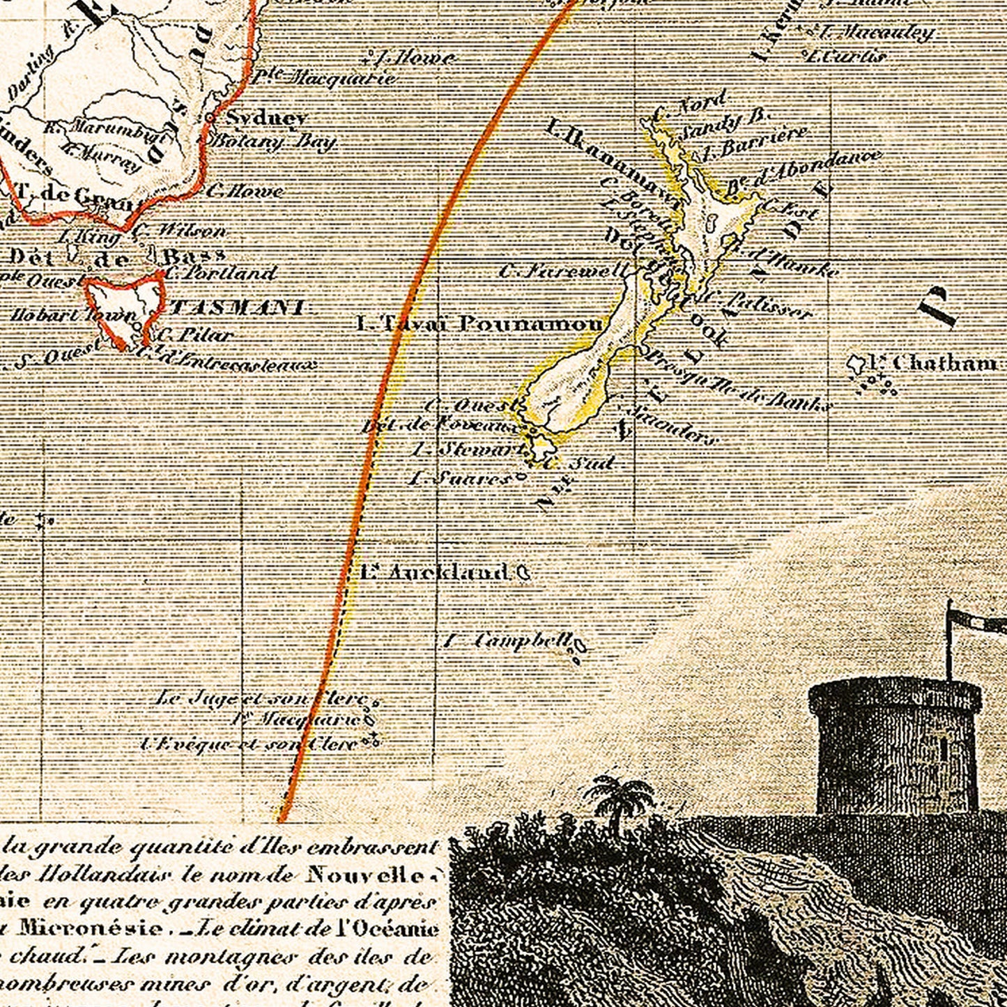 Australia Polynesia 1852 - Old Antique Map - Art Print