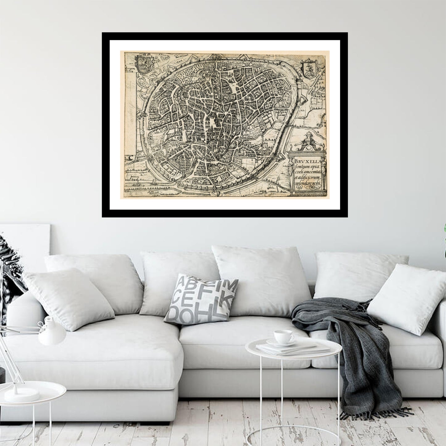 Antique map of Brussels from 1609 - art print. Vintage poster from the old maps of Belgium collection