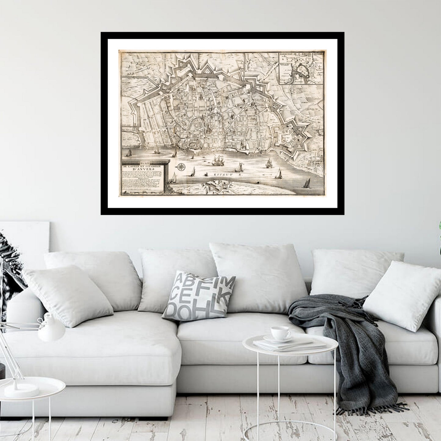 Antique map of Antwerp from 1711 - art print. Vintage poster from the old maps of Belgium collection