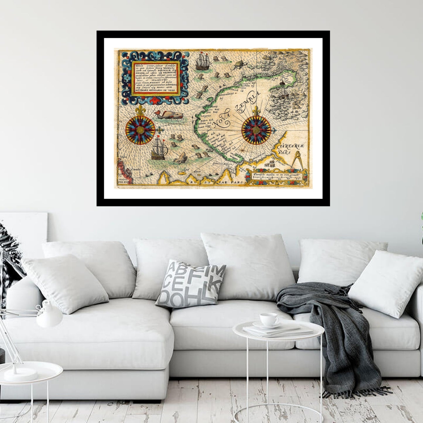 Antique map of Nova Zembla from 1601 - art print. Vintage poster from the old maps of Canada collection