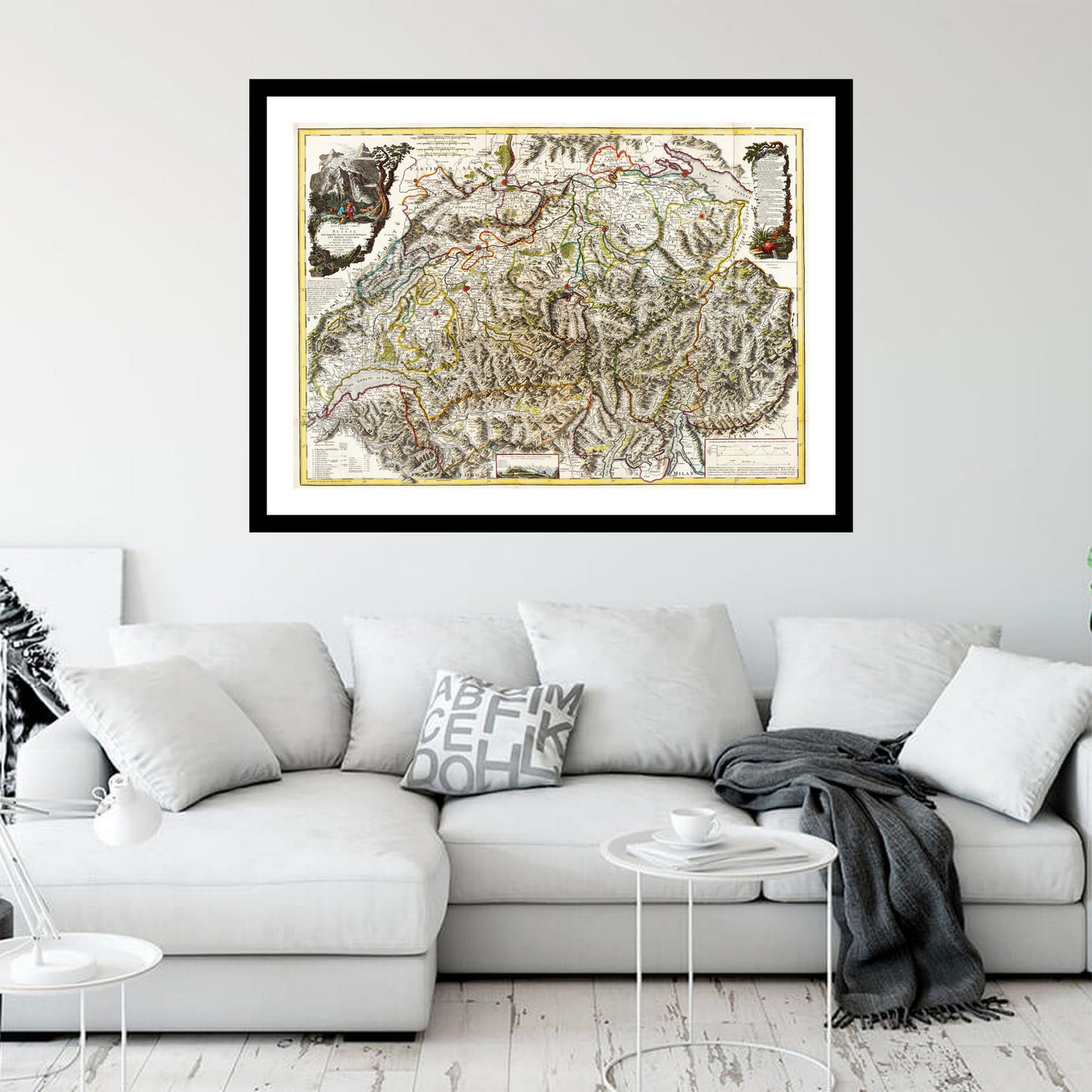 Antique map of Switzerland from 1799 - art print. Vintage poster from the old maps of Switzerland collection