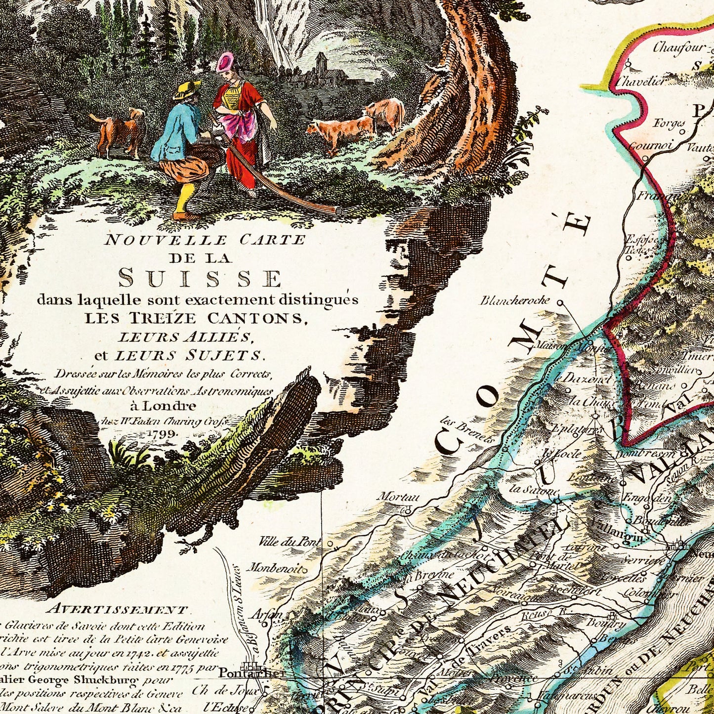 Switzerland 1799 - Old Antique Map - Art Print