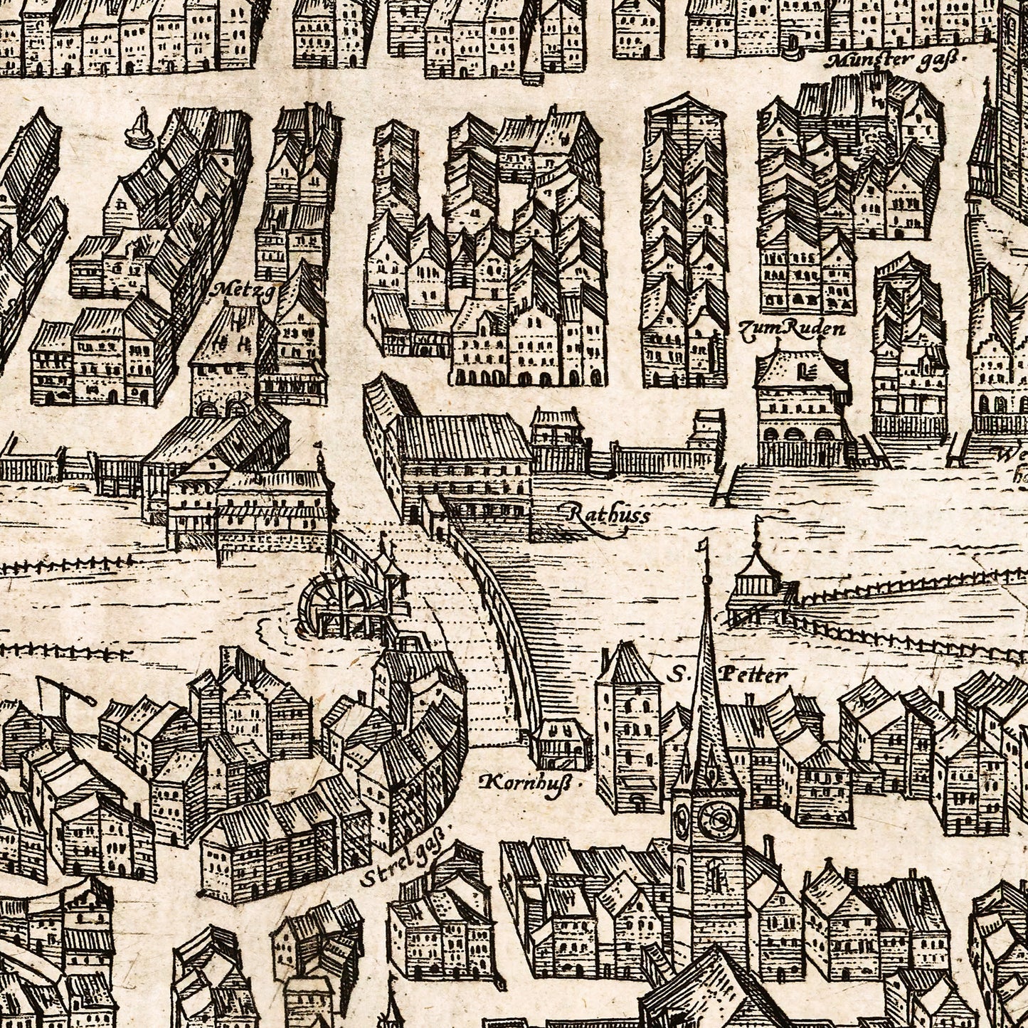 Zurich Switzerland 1581 - Old Antique Map - Art Print