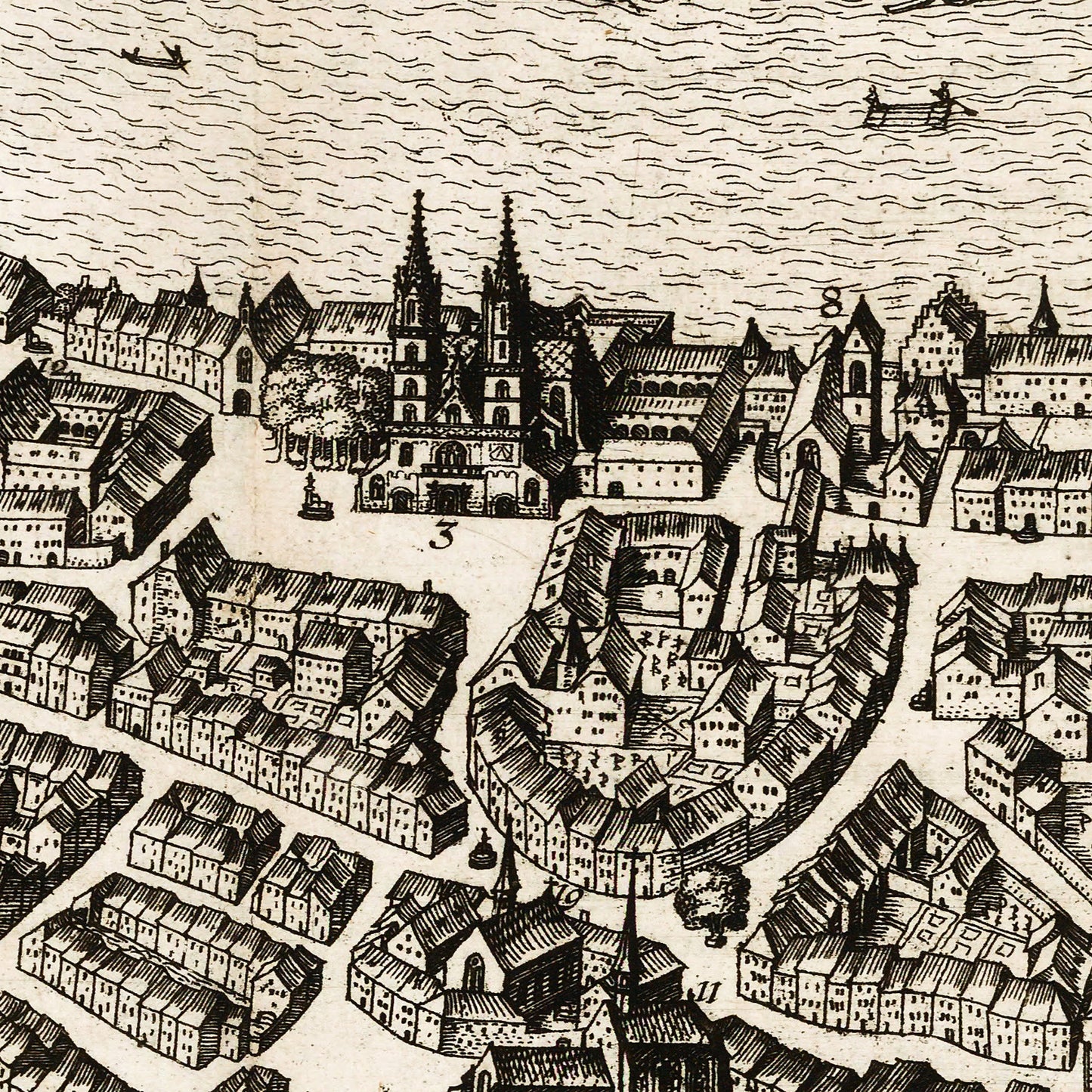 Basel Switzerland 1645 - Old Antique Map - Art Print