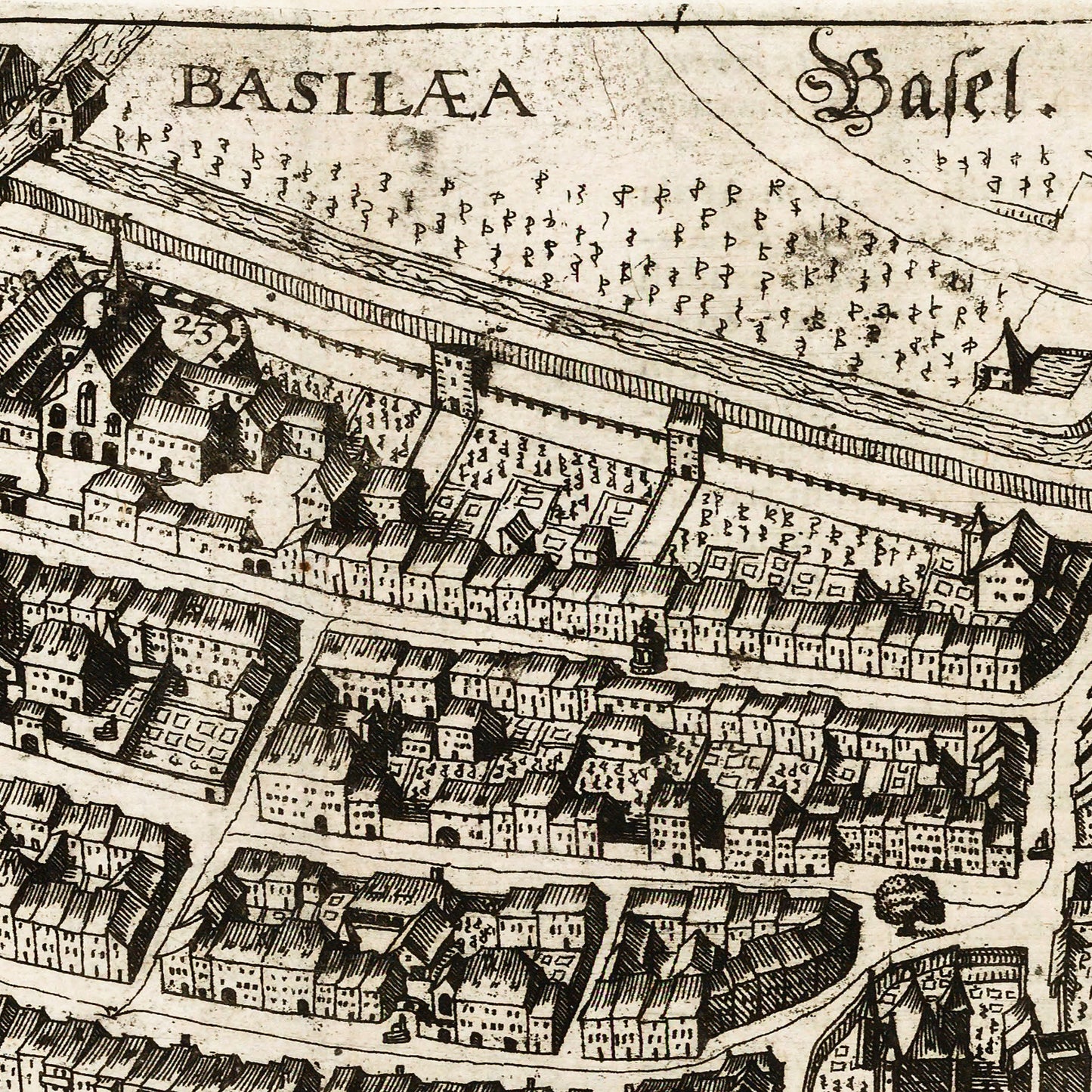 Basel Switzerland 1645 - Old Antique Map - Art Print