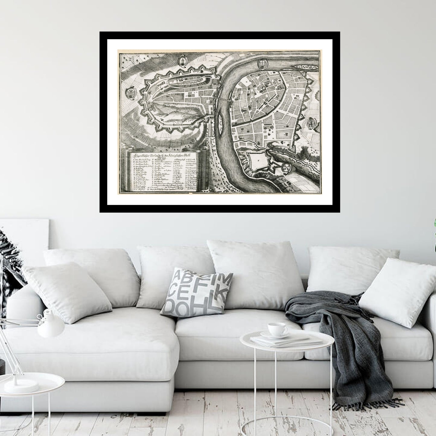 Antique map of Prague from 1712 - art print. Vintage poster from the old maps of Czechia collection