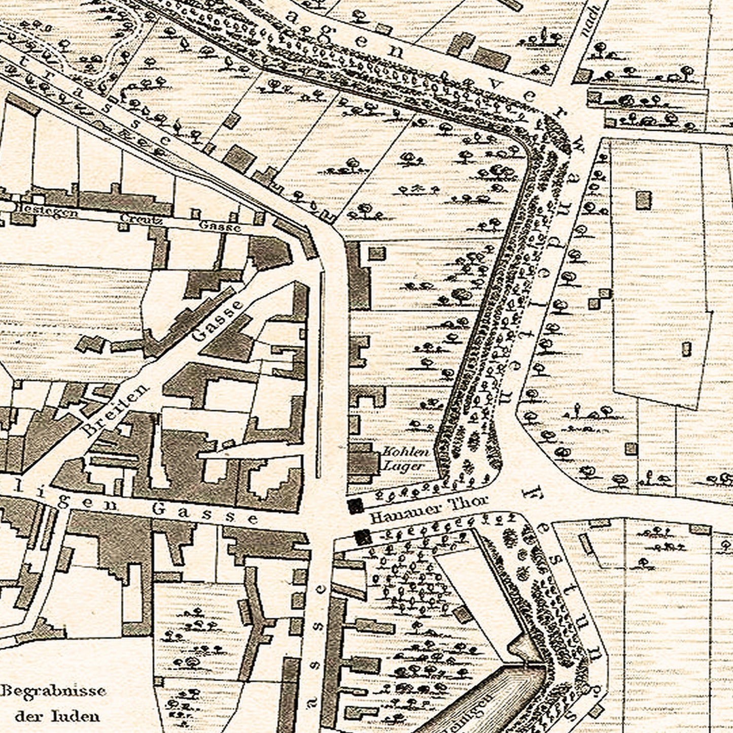 Frankfurt am Main Germany 1837 - Old Antique Map - Art Print