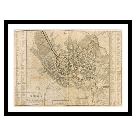 Antique map of Berlin from 1757 - art print. Vintage poster from the old maps of Germany collection