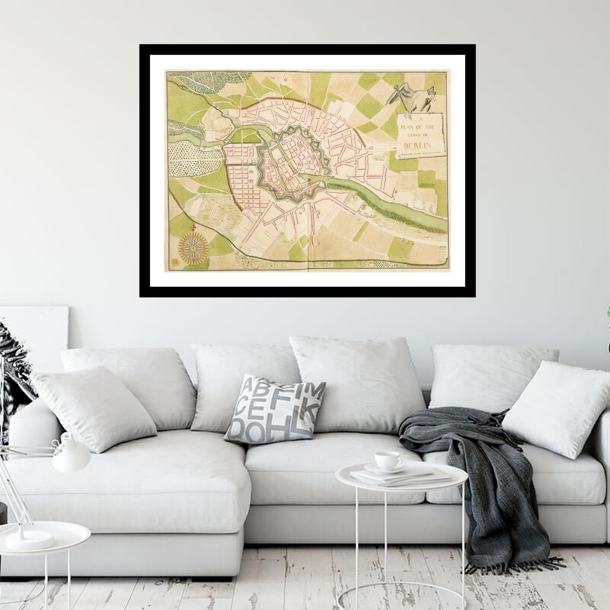 Antique map of Berlin from 1740 - art print. Vintage poster from the old maps of Germany collection