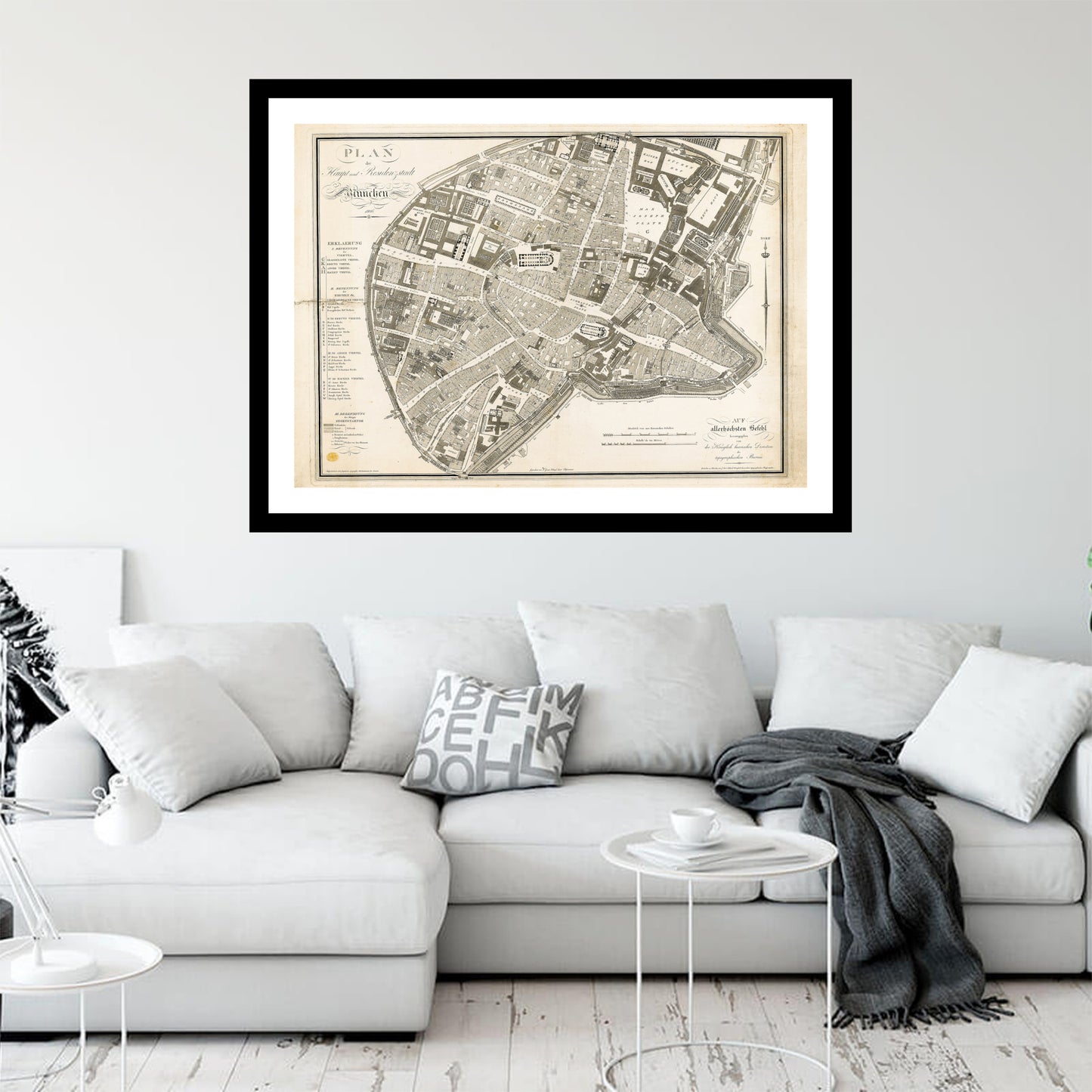 Antique map of Munich from 1806 - art print. Vintage poster from the old maps of Germany collection