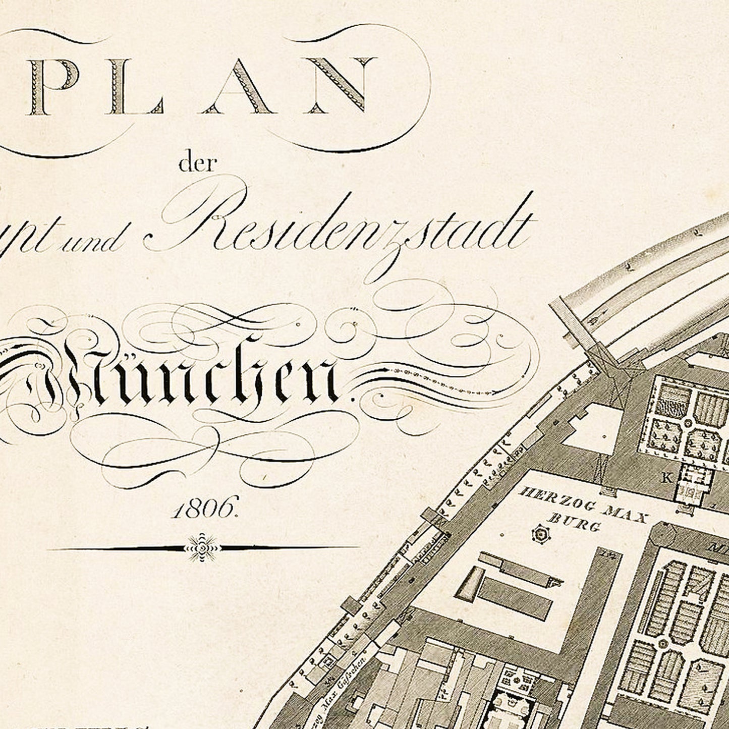 Munich Germany 1806 - Old Antique Map - Art Print