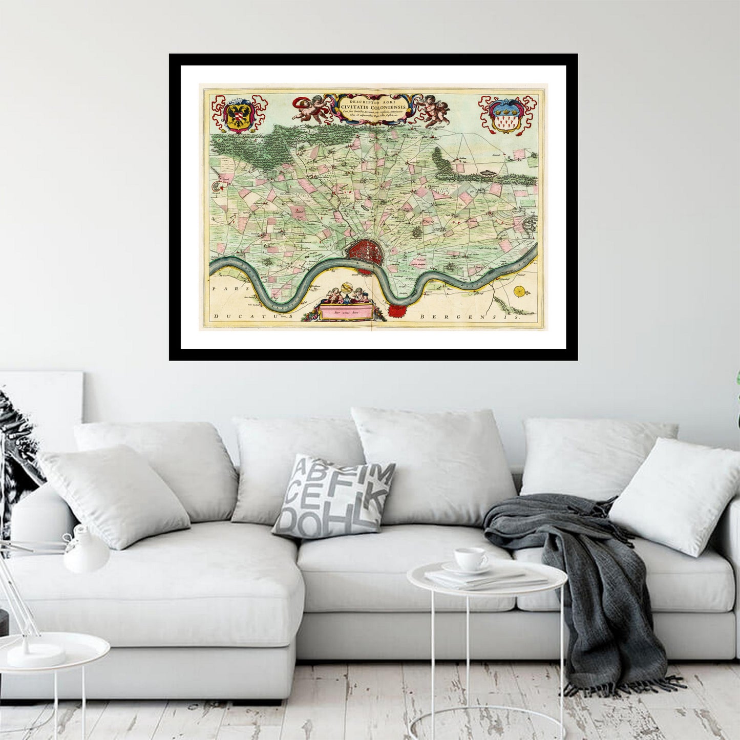 Antique map of Cologne from 1665 - art print. Vintage poster from the old maps of Germany collection