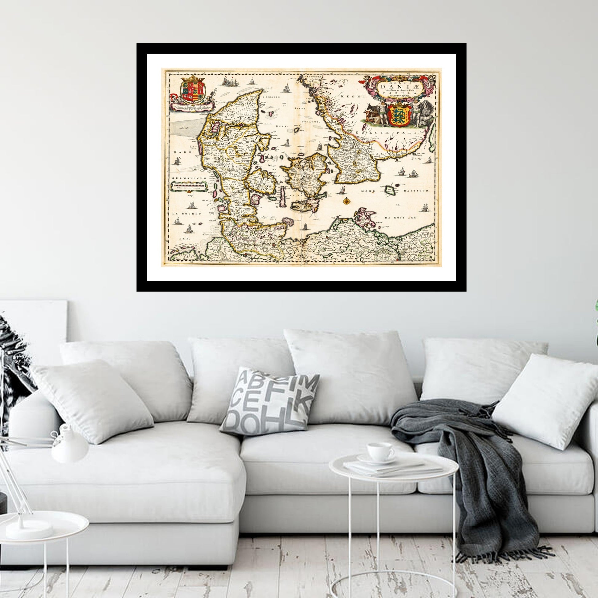 Antique map of Denmark from 1690 - art print. Vintage poster from the old maps of Denmark collection