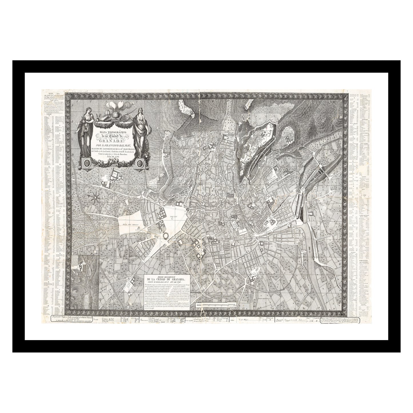 Antique map of Granada from 1831 - art print. Vintage poster from the old maps of Spain collection