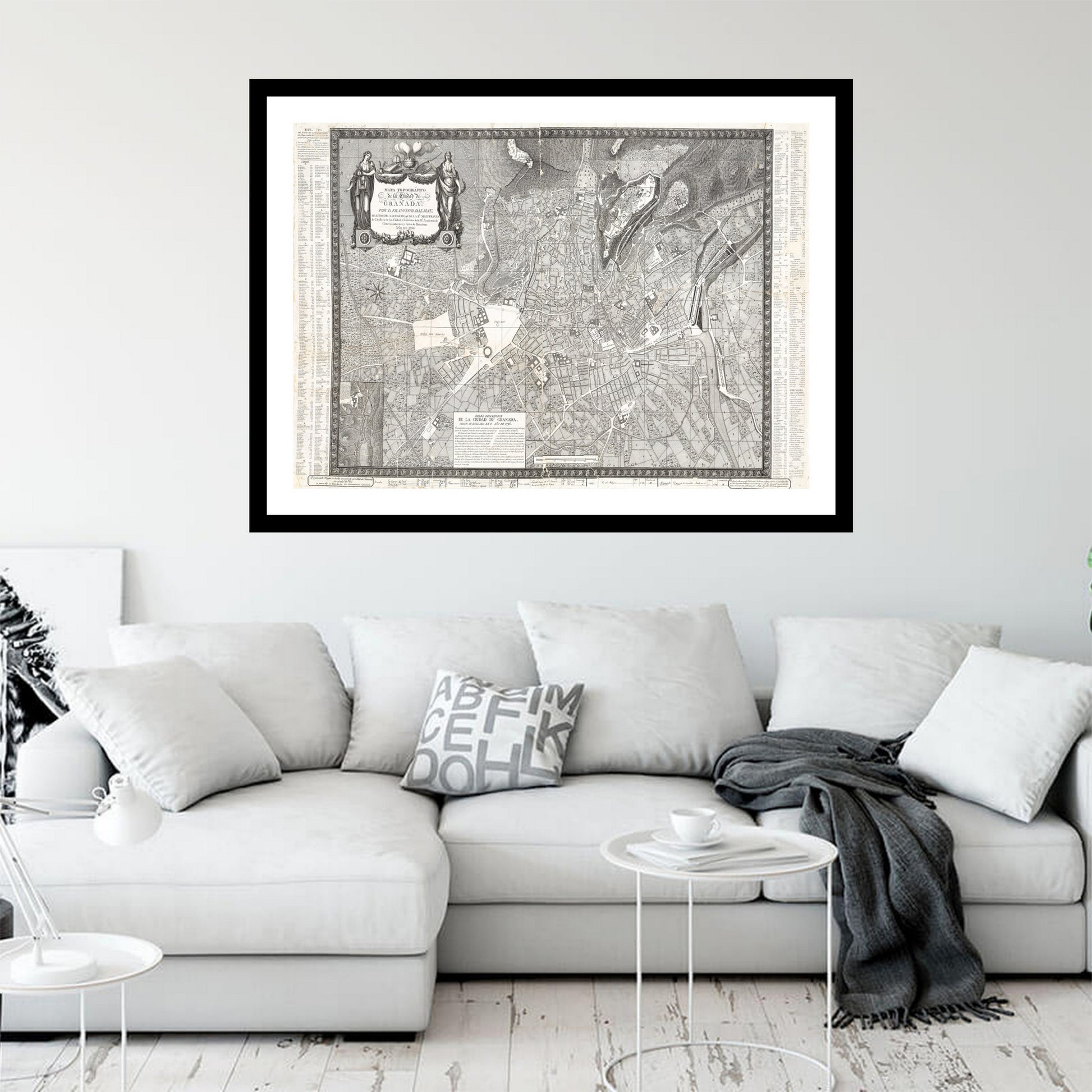 Antique map of Granada from 1831 - art print. Vintage poster from the old maps of Spain collection