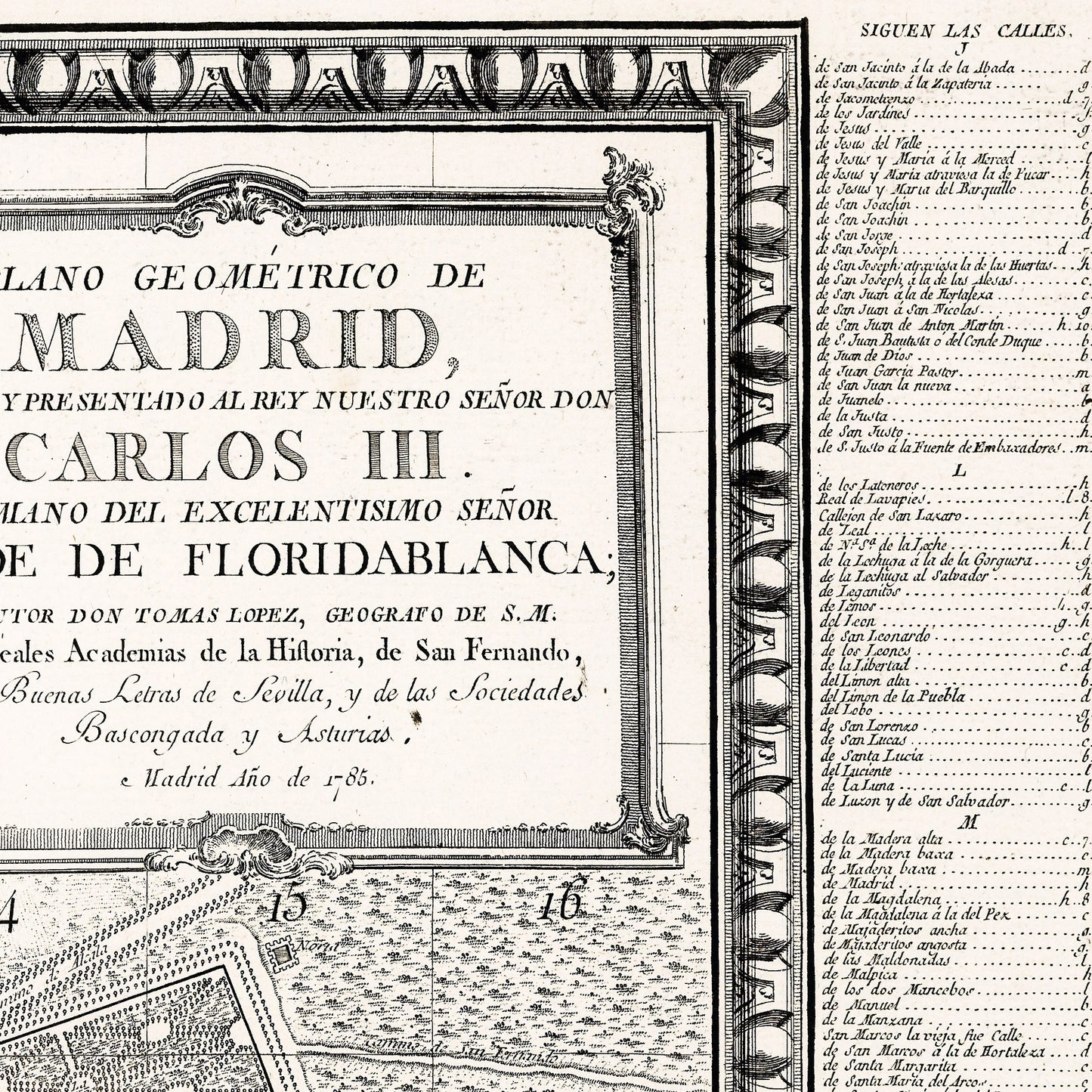 Madrid Spain 1785 - Old Antique Map - Art Print