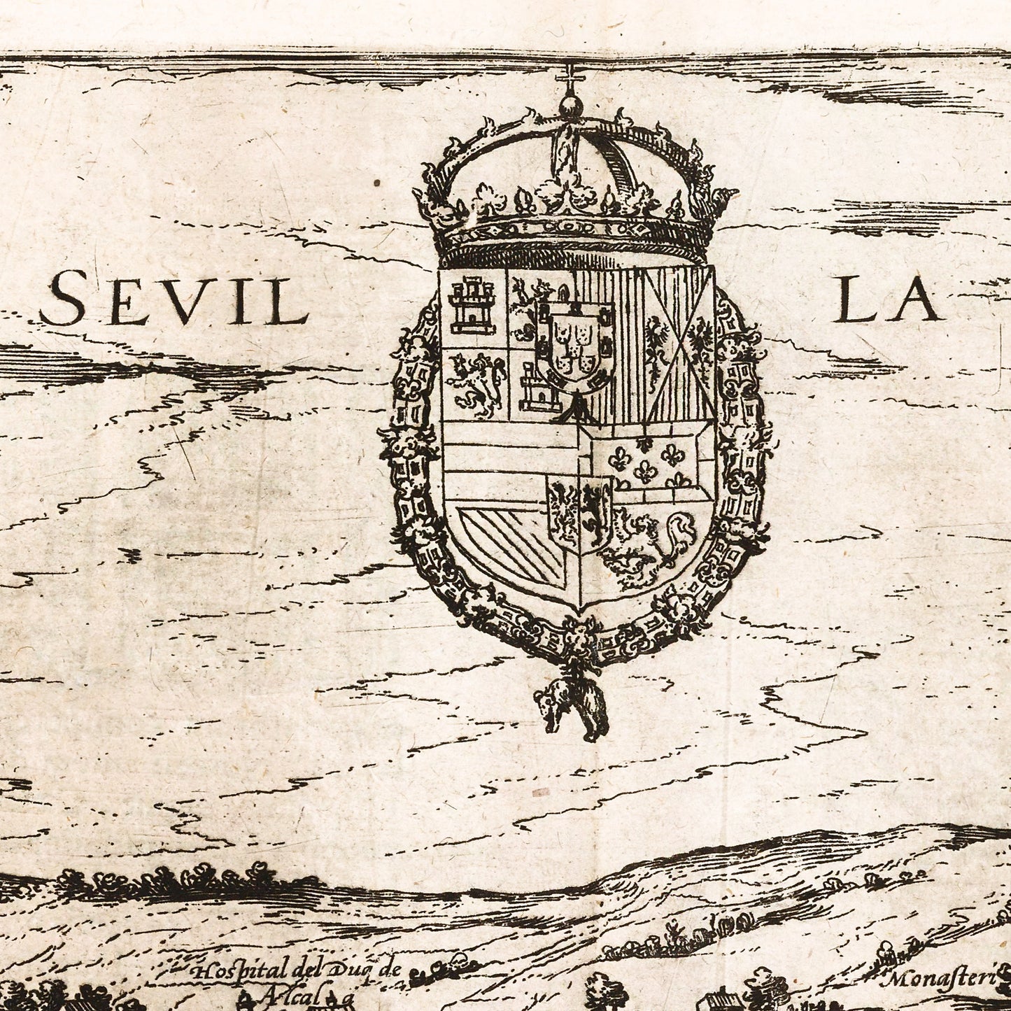 Seville Spain 1588 - Old Antique Map - Art Print