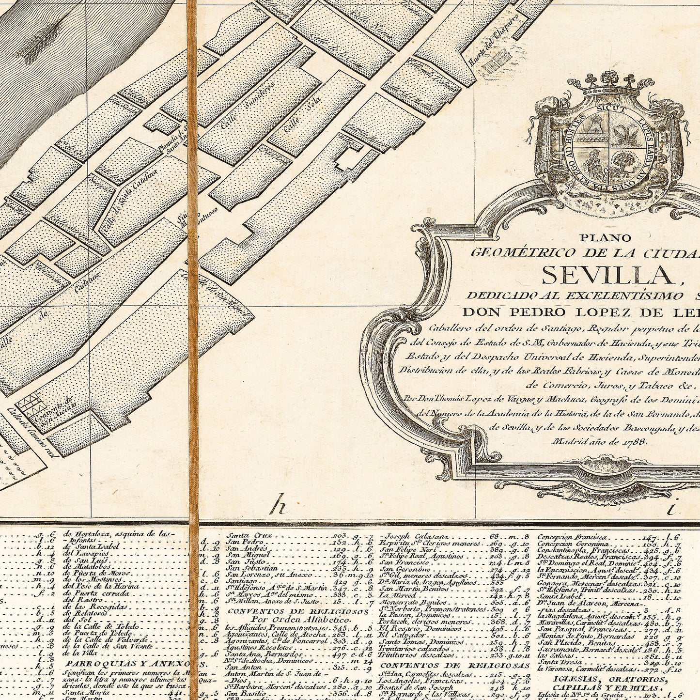 Seville Spain 1788 - Old Antique Map - Art Print